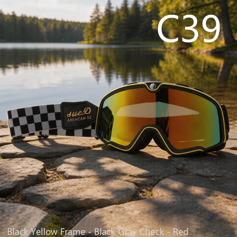 Occhiali da moto, maschere da sci, stile vintage per uomo e donna, guida fuoristrada, protezione da vento e sabbia, visiera per casco