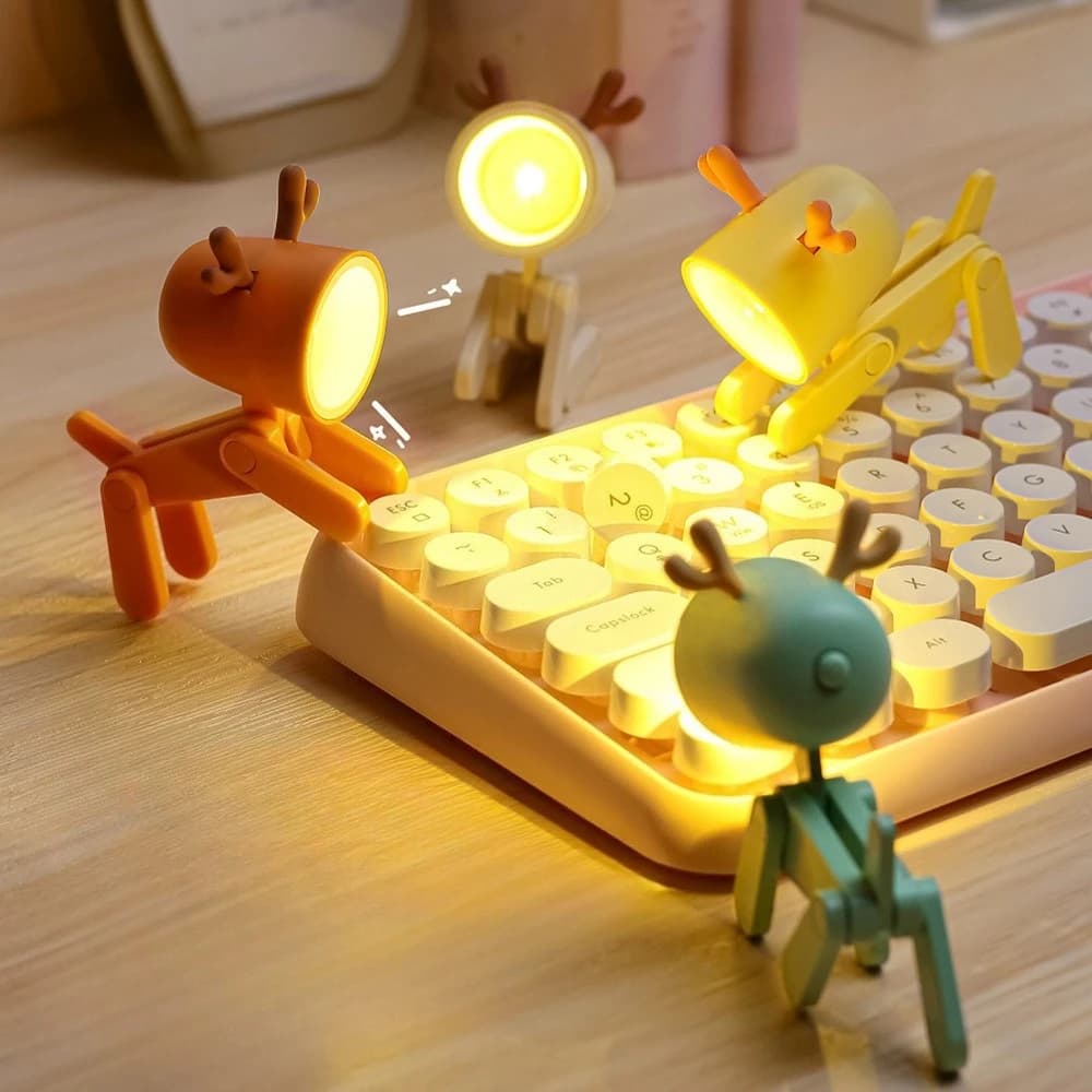 Mini luce notturna a LED cane cervo lampade da scrivania pieghevoli fai da te desktop camera dei bambini comodino camera da letto arredamento vacanza regali carini ornamento