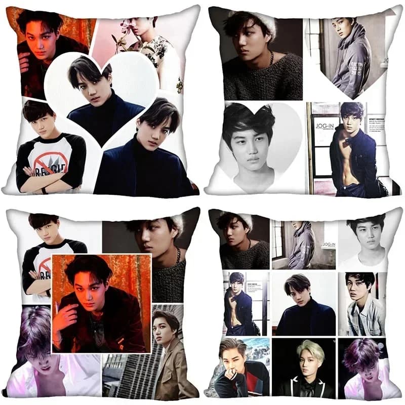 Nuovo arrivo EXO KAI Kpop federa camera da letto regalo decorativo per la casa fodera per cuscino con cerniera quadrata federe in tessuto di raso morbido