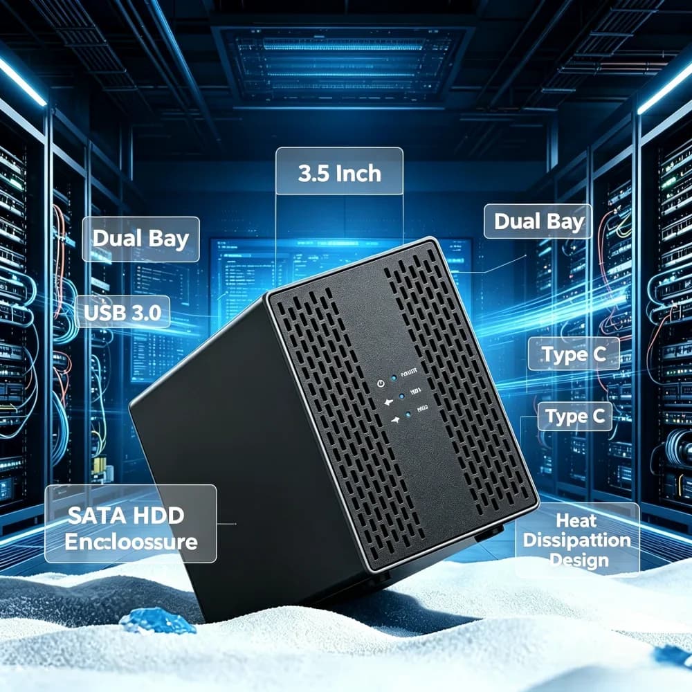 Box Esterno per Disco Rigido SATA da 3,5 Pollici con Doppio Alloggiamento USB 3.0 Tipo C e Design per Dissipazione del Calore
