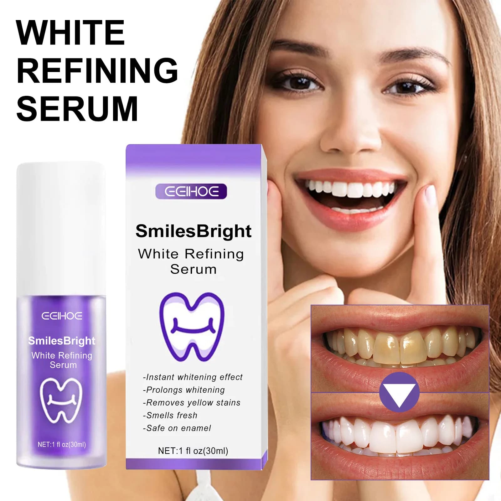 White Refinement Serum Teeth Restoration Teeth whitening Remove stains Oral clean Fresh breath Improves smell White toothpaste