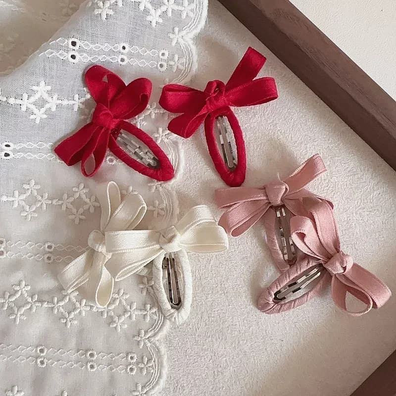 Nuovi fermagli per capelli per bambini Autunno Inverno Serie di colori a foglia Cintura in cotone Fiocco Clip BB per bambini Frangia Fermagli per capelli Accessorio per capelli laterali