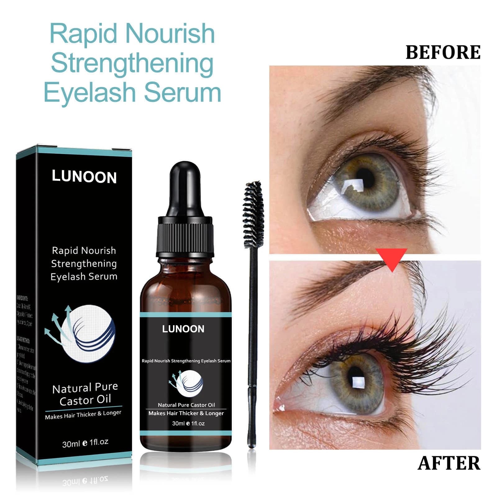 Eyelash Growth Serum with Biotin Vitamin B7 Castor Oil Peptide, Lash Enhancing Serum Nourishing Eyelash Care for Women