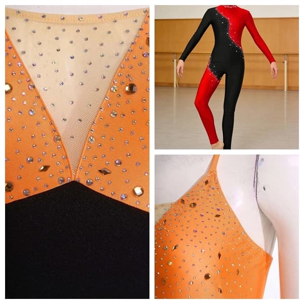 Body da Ginnastica Ritmica con Strass per Donne Adulte, Costume per Pattinaggio Artistico, Tango, Cha-Cha, Acrobazie, Abbigliamento da Danza