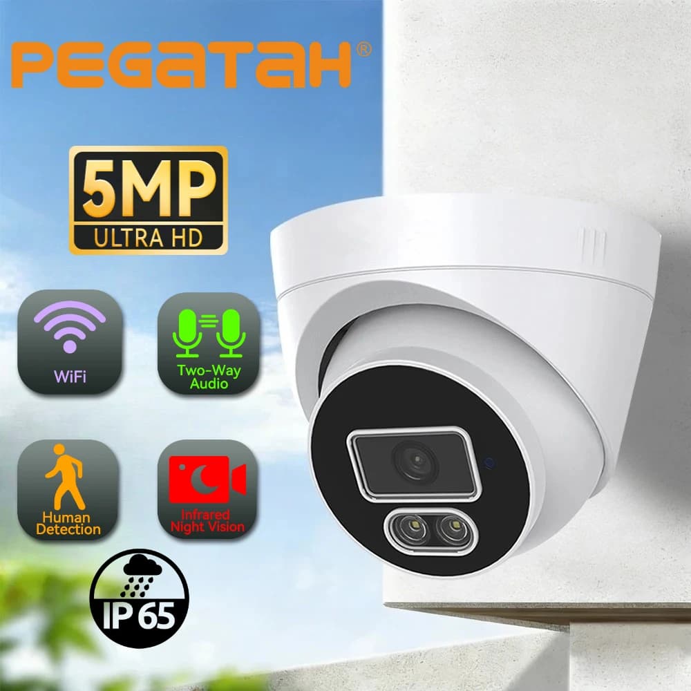 Telecamera di Sicurezza Dome da Esterno con Interruttore DIP, 5MP AHD/TVI/CVI/CVBS 4-in-1, Analogica HD, IR 10-15m e Resistente alle Intemperie