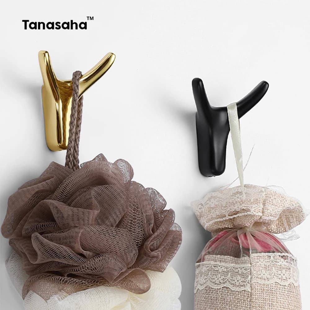 Wall Hooks in Bue Horn Wall Hooks Zinc Alloy Clothes Hanger For Hanging Clothes Punching/without Punching Bathroom Hooks Kitchen Accessories For Home
