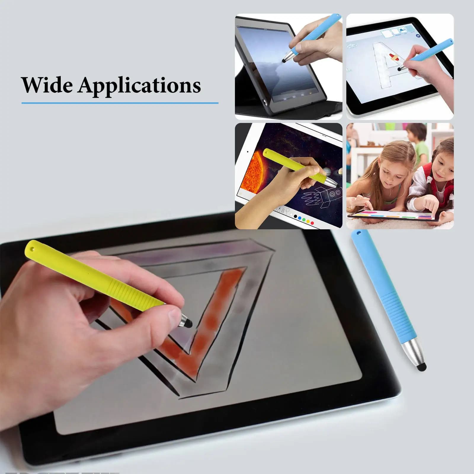 Penna capacitiva per tablet da 2 pezzi, penna stilo ergonomica per touch screen, universale per telefoni, tablet, disegno, scrittura