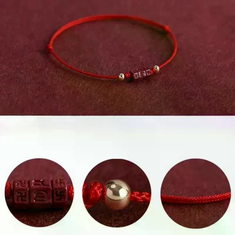 Bracciale fatto a mano con cordino rosso con perline di cinabro Braccialetti regolabili fortunati per coppie di amici Gioielli Regali di benedizione di Capodanno