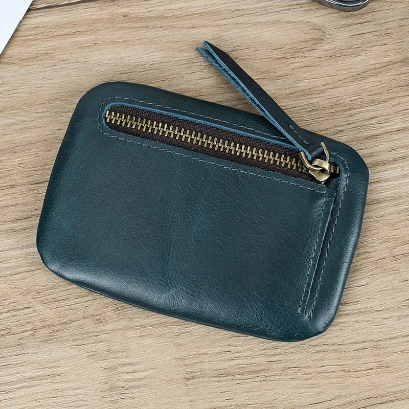Luufan portamonete in vera pelle con cerniera portamonete in vera pelle Rfid porta carte frizione portafogli slot per uomo donna Mini borsa sottile