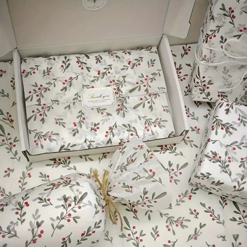 30 pezzi/10 pezzi di agrifoglio, carta sottile di bacche, confezione regalo patinata in cera, confezione di bomboniere per Natale, Ringraziamento, compleanni