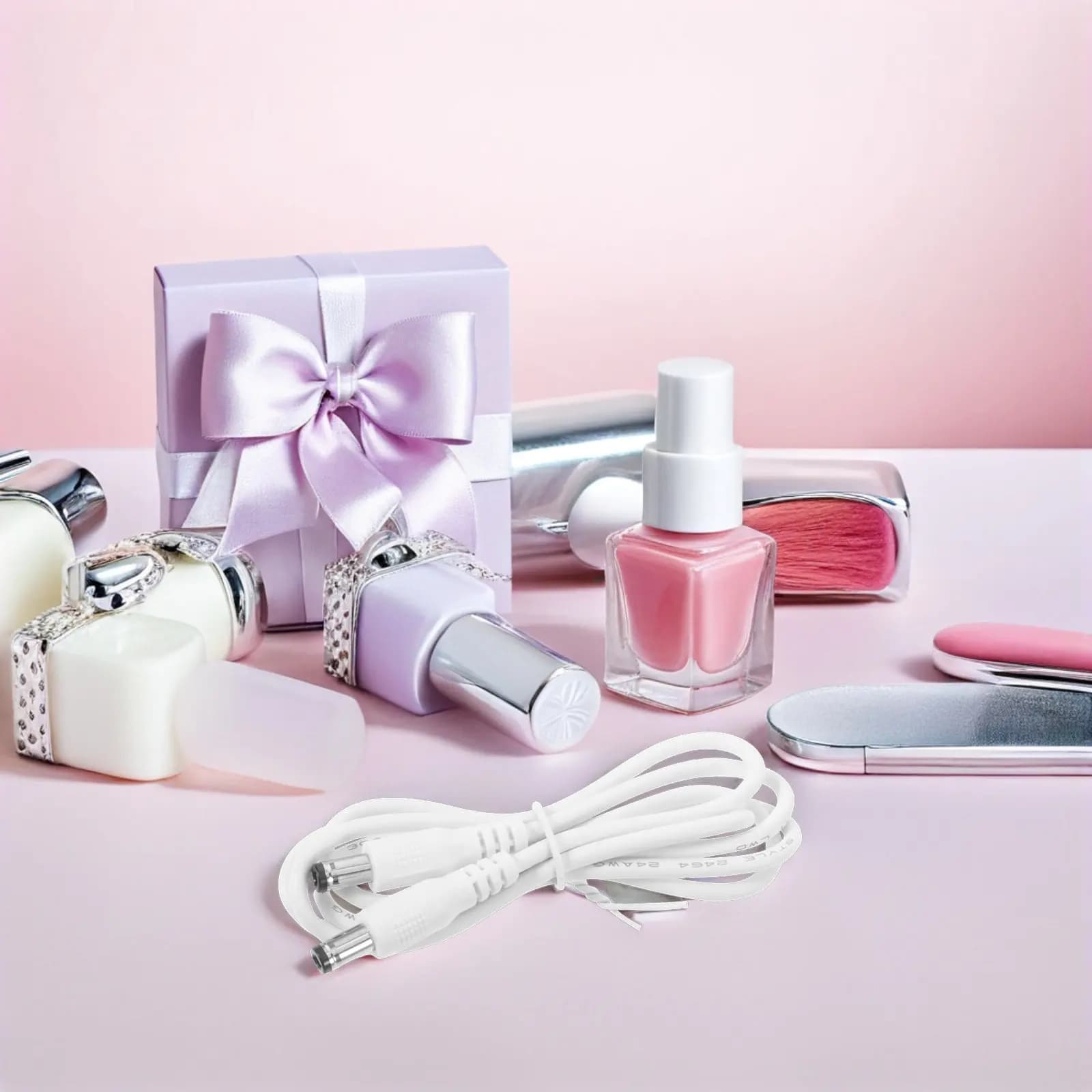 2 Pezzi Cavi Bianchi per Trapano per Unghie, Cavo di Alimentazione Flessibile con Connessione DC, Ricambio per Macchina Manicure e Pedicure, Strumento per Nail Art