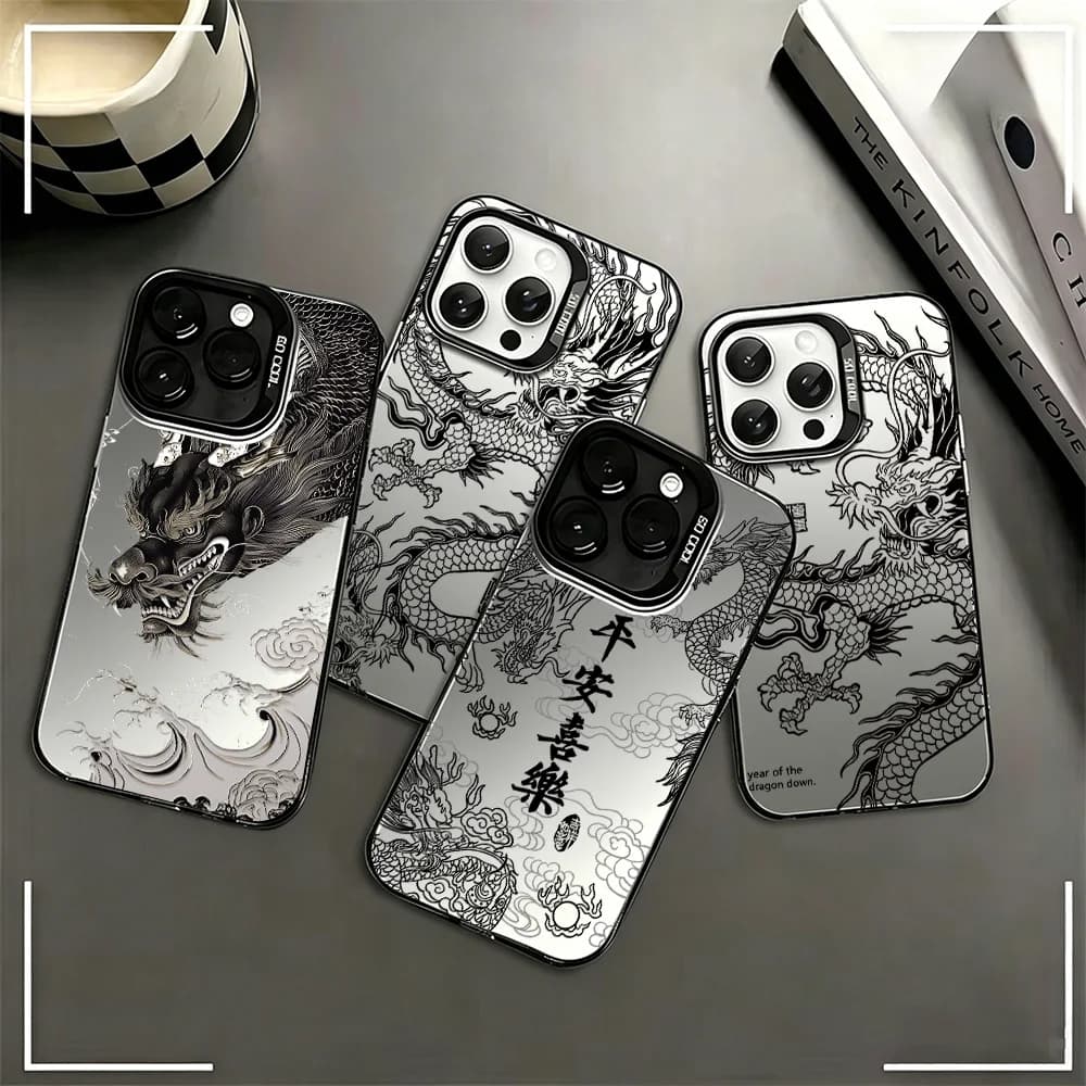 Fashion Chinese DragonS Cool Phone Case For iPhone 17 17e 16e 16 15 14 13 12 11 mini Pro Max Air Plus Anti Fall Matte Back Cover
