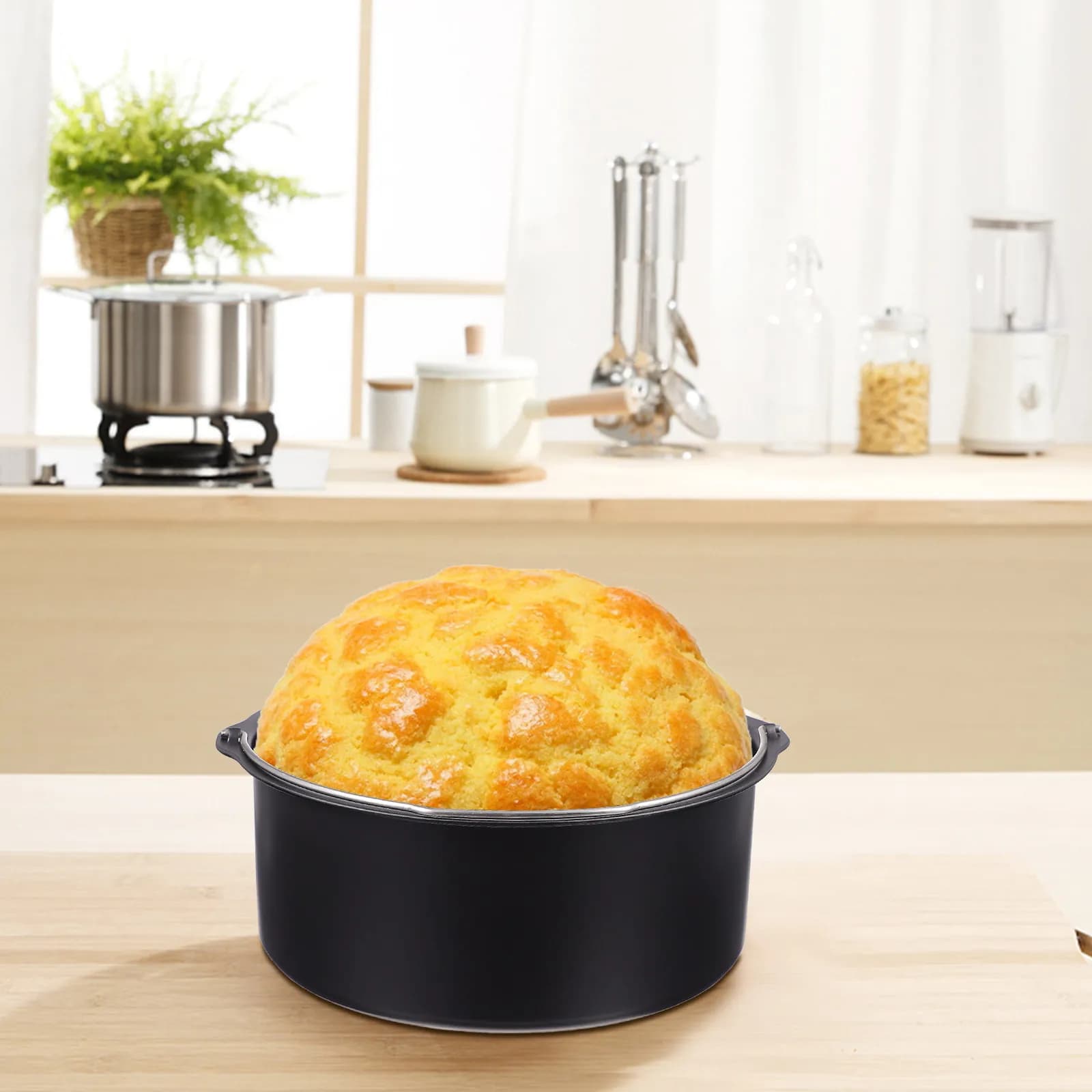 1Set 8Inch Cake Basket Pizza Pan Carbon Steel Air Fryer Accessories Nonstick Baking Supplies Kitchen Cookware Frying Pan