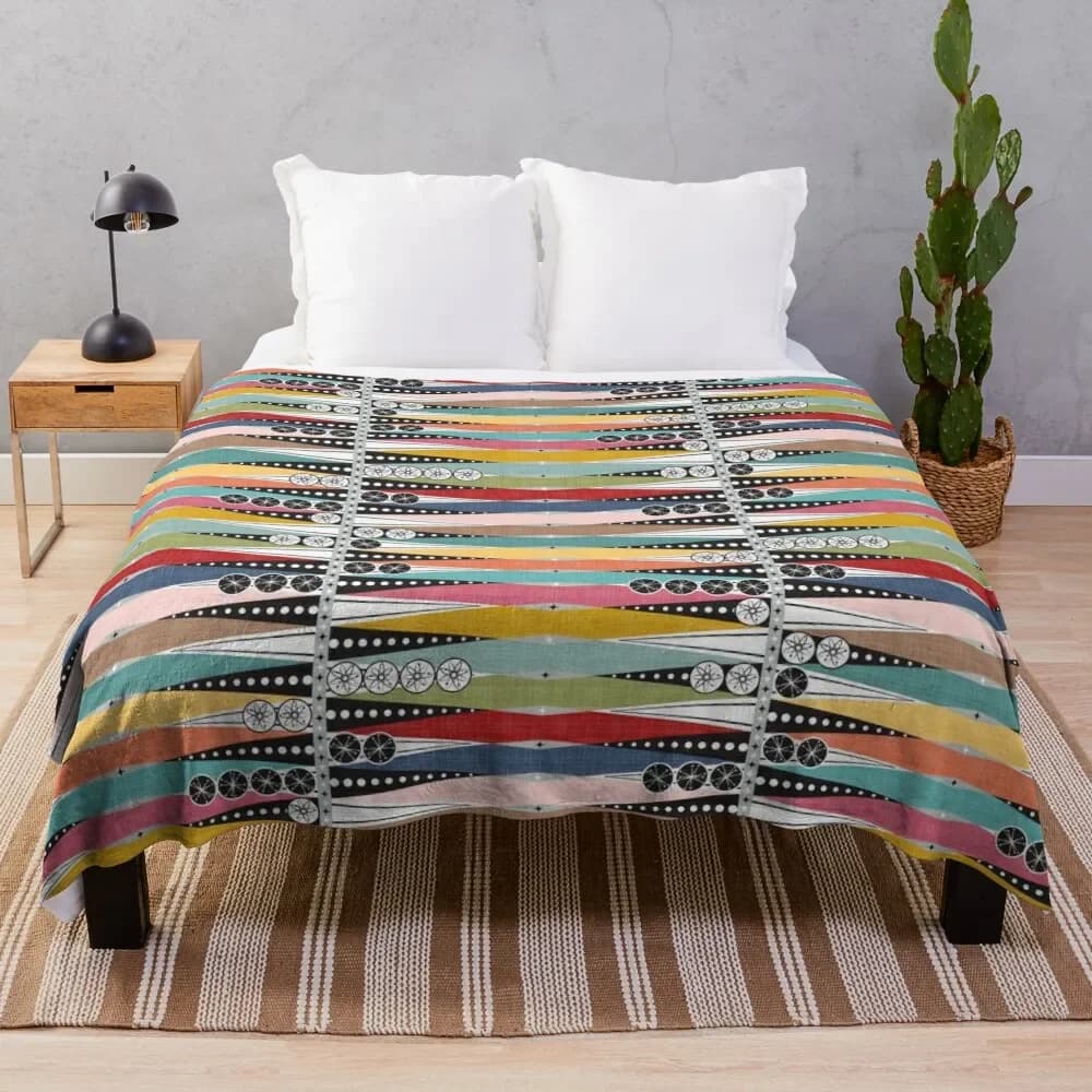 Coperta da viaggio Mid Century Modern ~ Atomic Age Backgammon, dimensioni da viaggio, comoda coperta per aereo e treno
