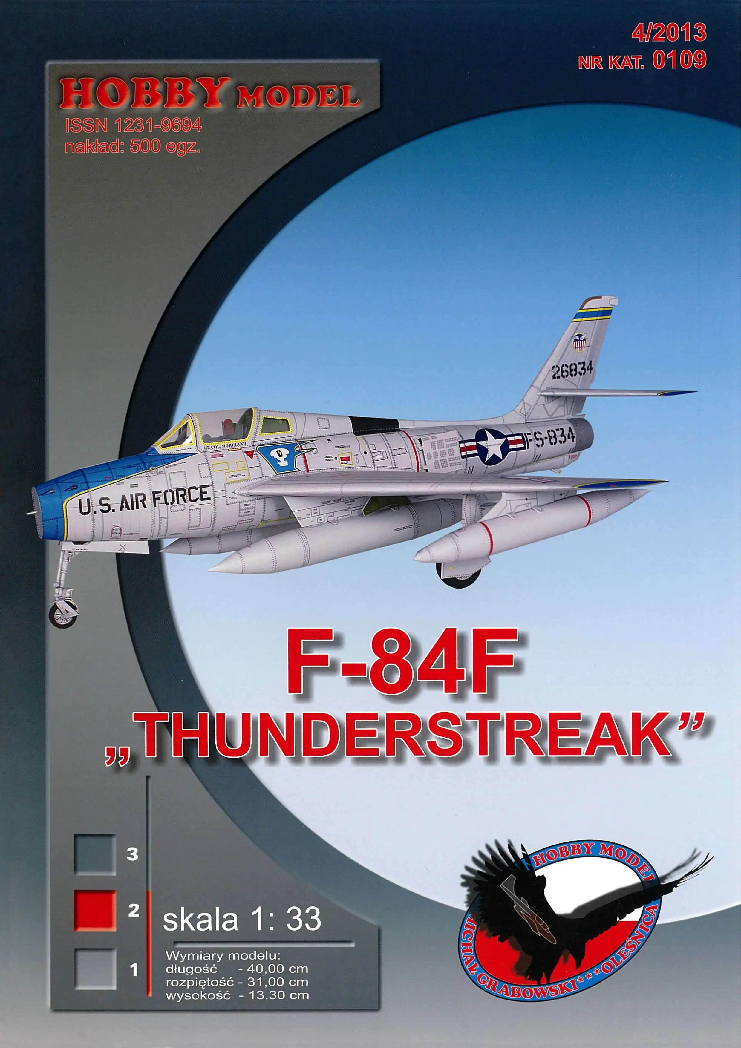 F-84F Thunderstreak Fighter Modello di carta Puzzle fai-da-te Spazio manuale Giocattolo artistico in carta 3D