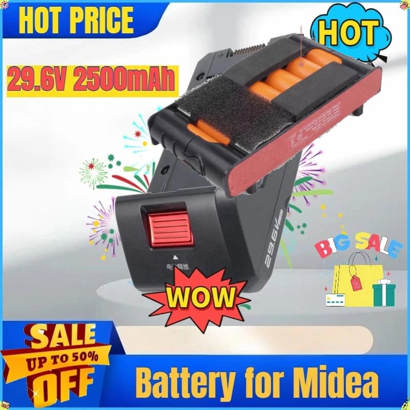 Batteria di Ricambio 29.6V 2500mAh per Aspirapolvere Senza Fili Midea 29.6V Q8/P7 Young/P7/P7 Flex/P7 Max BP28825A