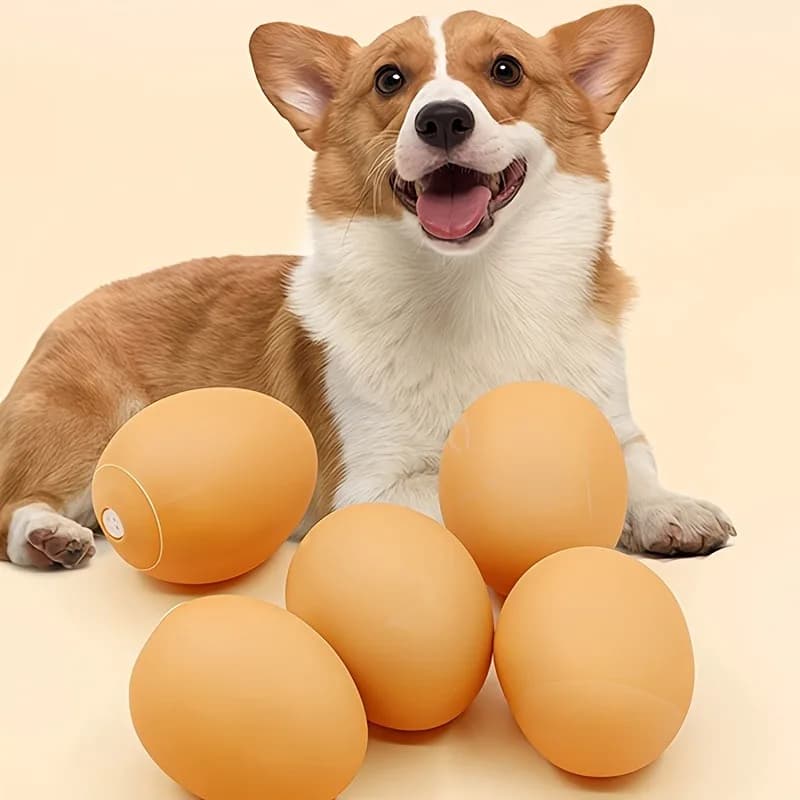 4 Pezzi Giocattoli Sonori a Forma di Uovo per Animali Domestici, Palline Interattive in Gomma Termoplastica, Giocattoli da Masticare per Cani e Gatti