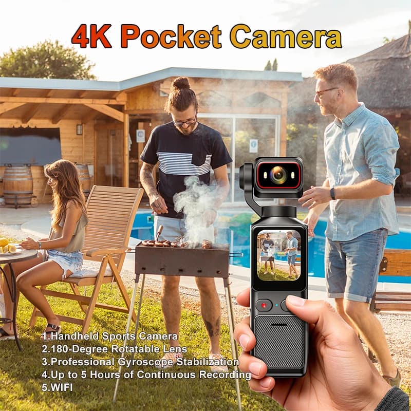 Action Camera 4K with WiFi 169 inch IPS Touch screen 180 degree swivel Portable EIS Camera for outdoor sports