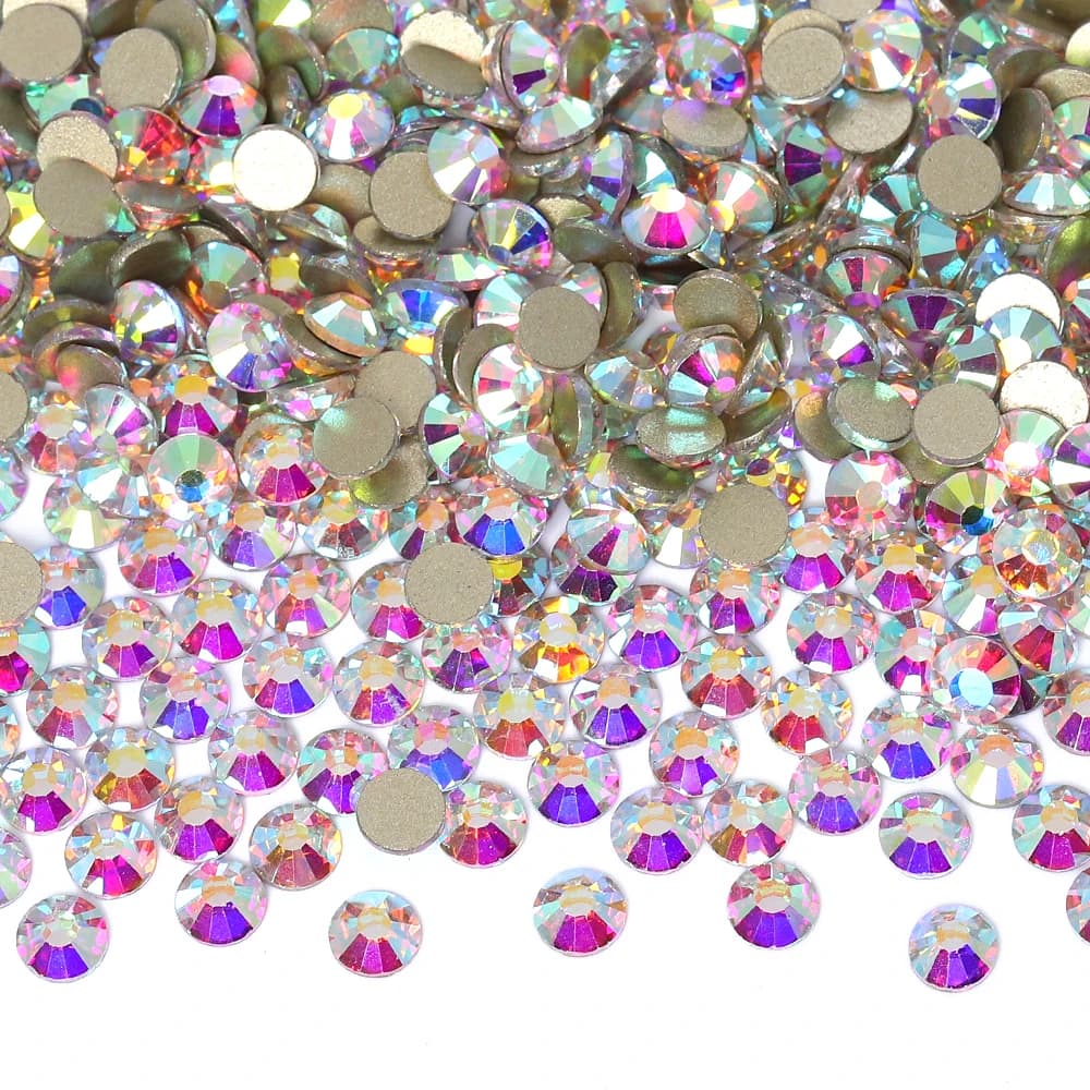 Crystal AB Golden Bottom Non Hotfix Glitter Glass Rhinestones For Wedding Dress Clothes Shoes Bags Nail Art Decoration