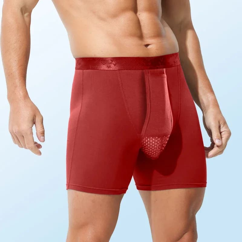 2PCS Men's bullet - separation anti - chafing underwear, men's boxer shorts, breathable underpants, men's sports scrotum - suppo