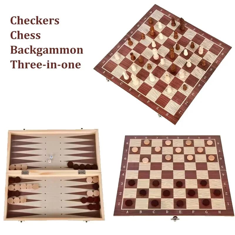 3 in 1 scacchi in legno dama Backgammon Set gioco da tavolo giochi di scacchi da viaggio scatola pieghevole portatile intrattenimento regalo di natale