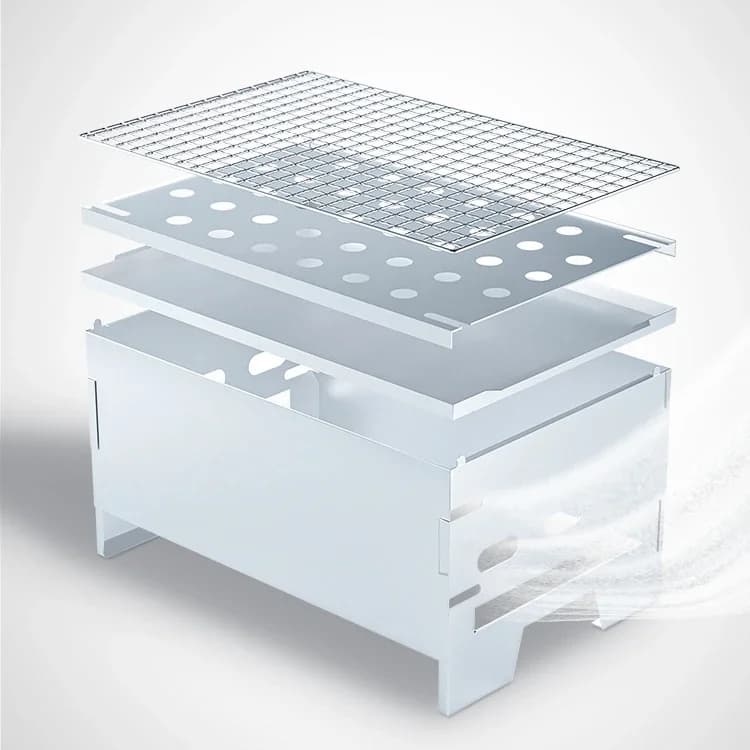 Piccola griglia per barbecue, griglia per barbecue per uso domestico all'aperto, attrezzatura da campeggio per carburante con alcool a carbone portatile, rete per barbecue