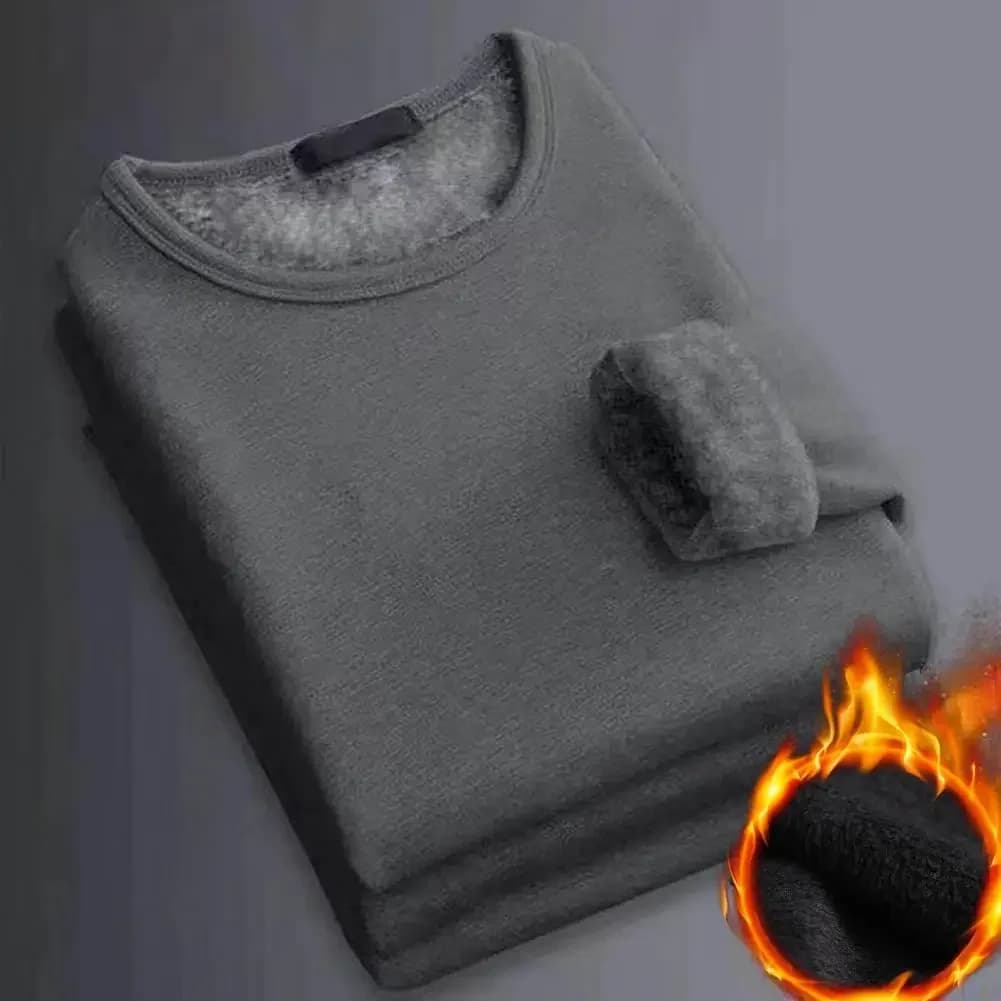 Men's Winter Thermal T-shirt with Long Sleeves, Pile knit with Round neck, T-shirt Velvet in Fashion