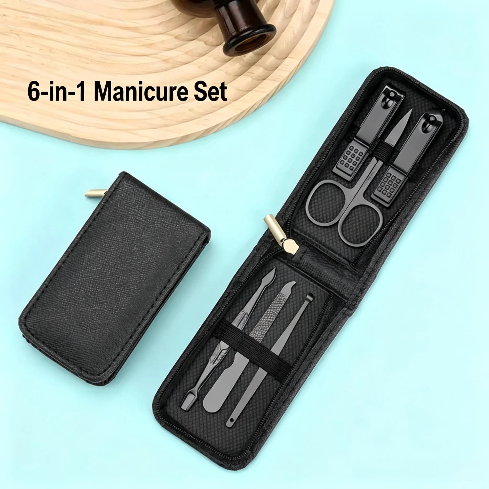 New 6pcs Manicure & Pedicure Set Nail Scissors Clippers Ear Digging Spoon For Men & Women, Travel Portable Set