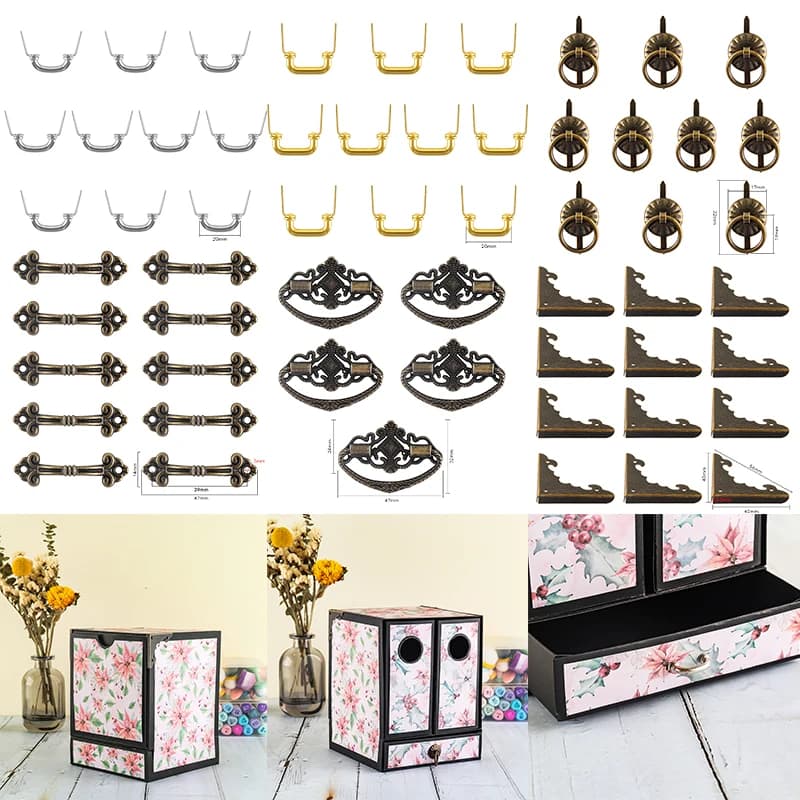 10 pz/set maniglie Hardware angolari in metallo per Mini cassetto porta anello tira portadocumenti Mini scatola portaoggetti per libri crea strumento fai da te 2022