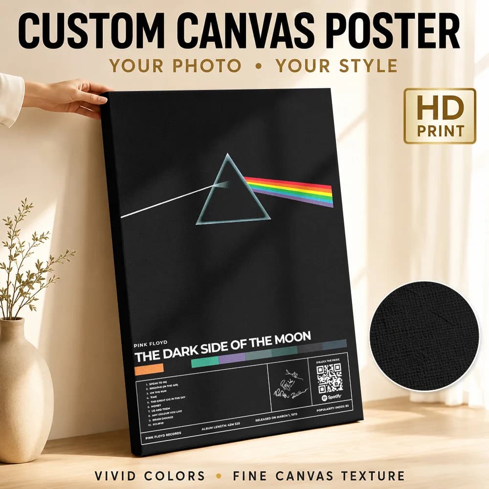Pink Floyd - Dark Side of the Moon Canvas Poster Custom Modern Pop Culture Wall Paintings Decoration for Bedroom Ready to Hang