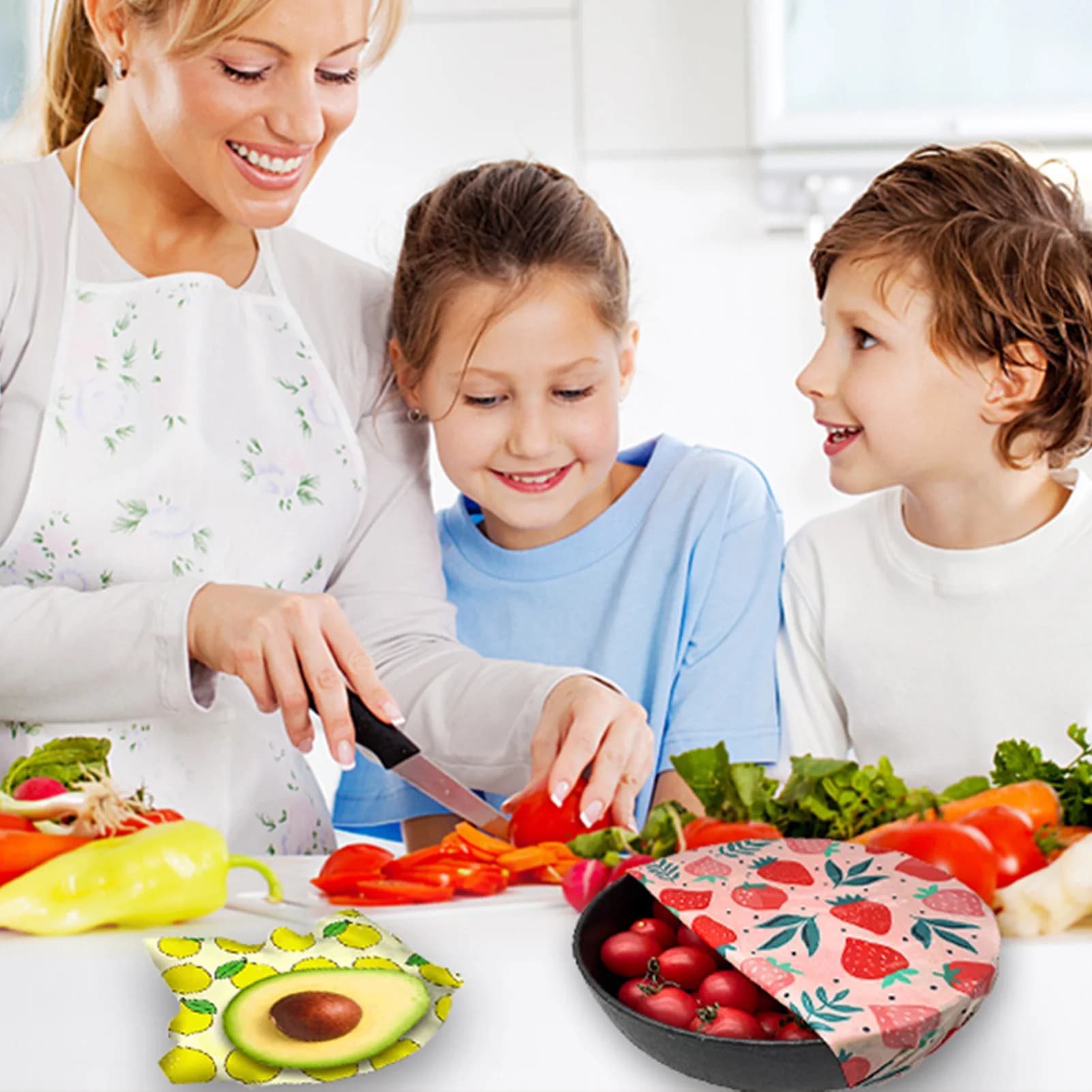 Involucro in Cera d'Api Riutilizzabile con Ingredienti Naturali, Senza Plastica, Adatto per Frutta, Snack e Avanzi