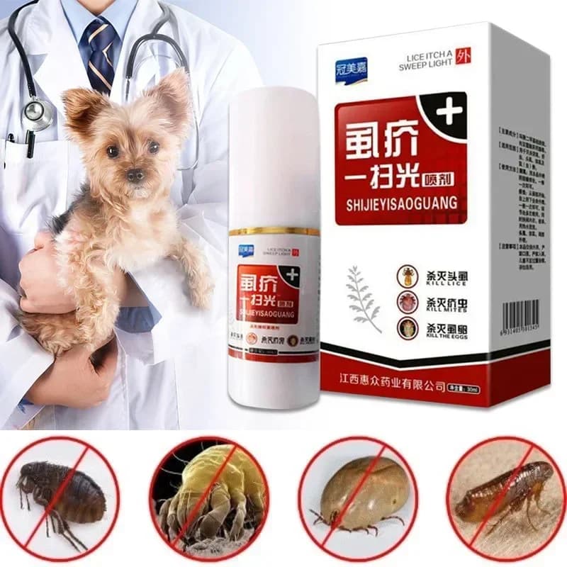 60 ml di cane da compagnia cucciolo di gatto insetticida spray portatile anti-pulci pidocchi insetti killer