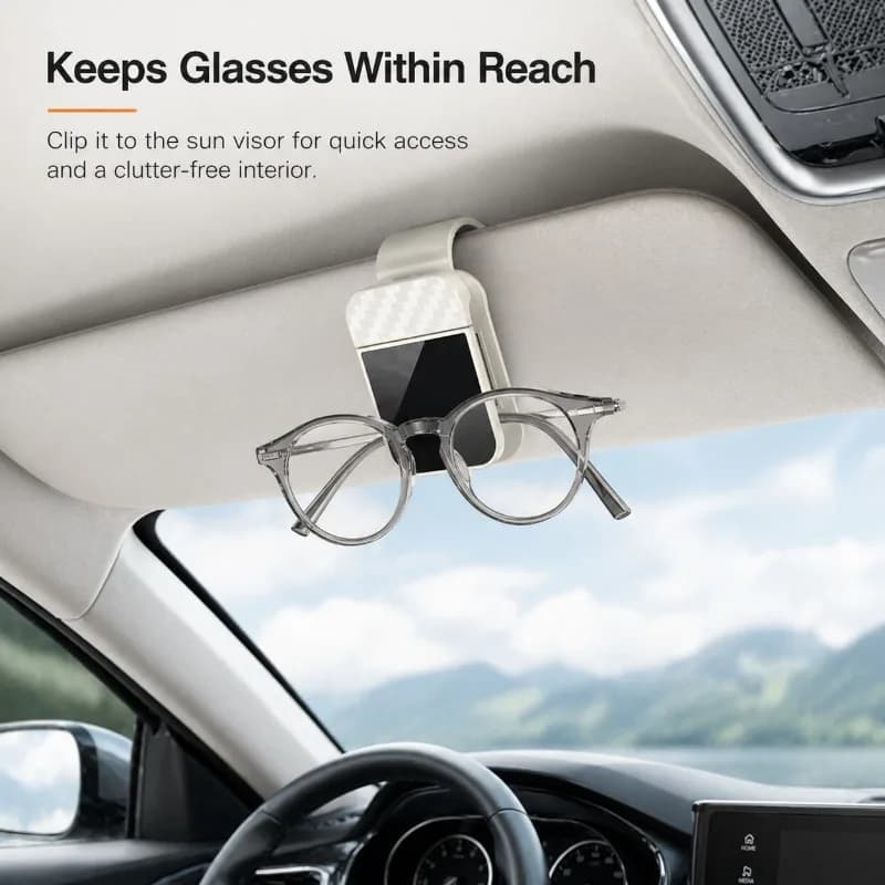 Clip Porta Occhiali da Sole per Auto, Organizzatore per Visiera Parasole con Apertura a Un Clic e Spugna Anti-Graffio
