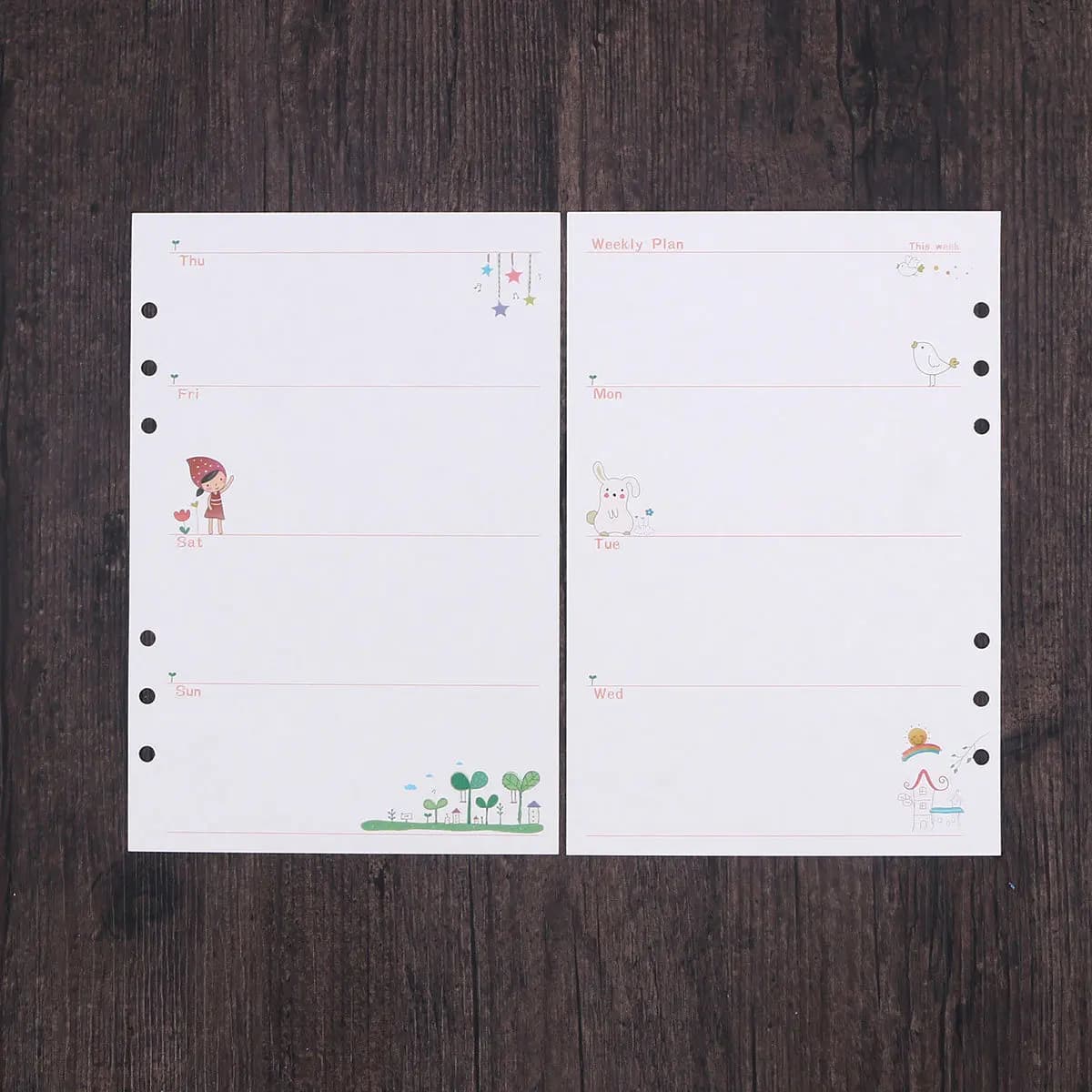 1 Pezzo di Ricariche di Carta Colorata Formato A5 a 6 Fori per Quaderni a Spirale, Ricariche per Planner Settimanali