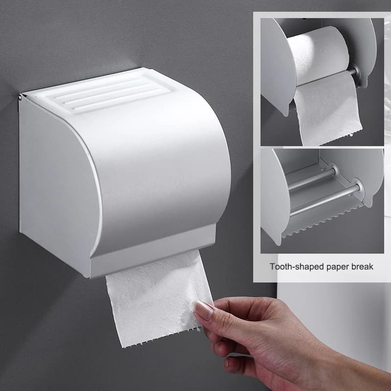 Porta carta igienica a parete con coperchio, scatola di carta da cucina per bagno in lega di alluminio, salviette e organizer per la conservazione della carta