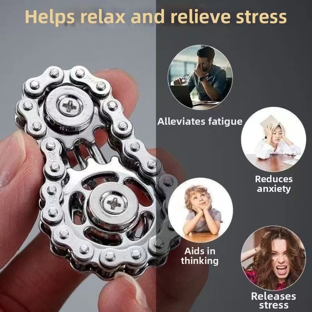 Creativo Volano Fidget Spinner Metallo FAI DA TE Catene Bici Spinner Trottola Gioco Sensoriale Ruota Catena Ingranaggi Giroscopio Bomboniere