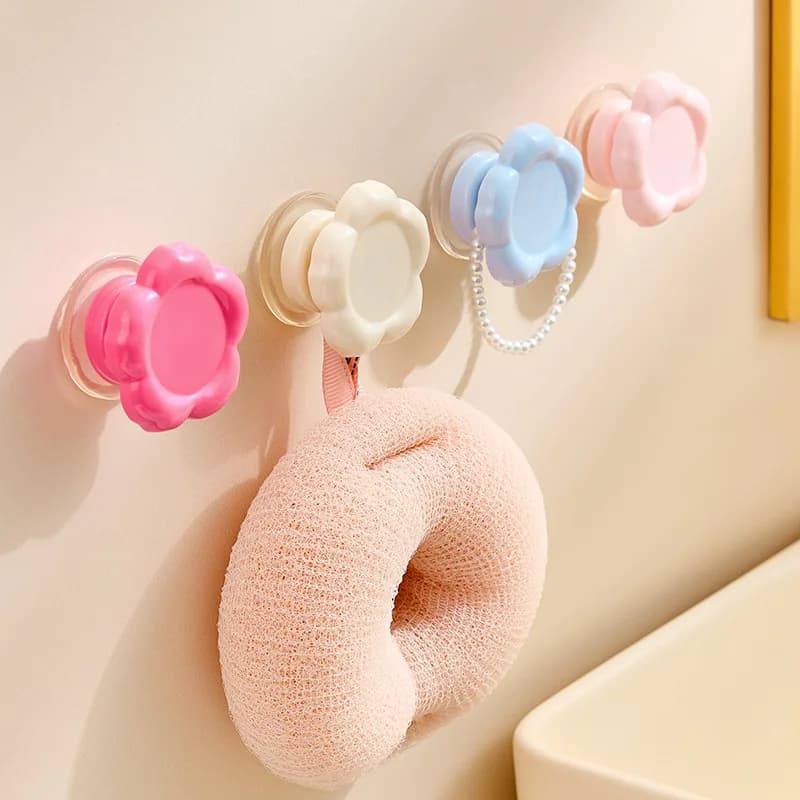 Gancio a ventosa per fiori, gancio da cucina, ventosa senza foratura, gancio adesivo piccolo e resistente per bagno e dormitorio studentesco