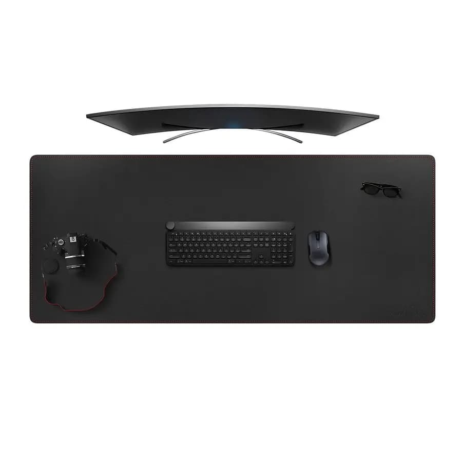 4XL 55 x 24 extra large mouse pads in PU leather, extended game mat, anti-slip and waterproof desktop base.
