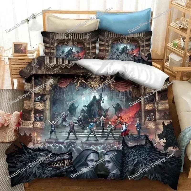 3D Print Powerwolf Band Bedding Set Duvet Cover Bed Set Quilt Cover Pillowcase Comforter King Queen Size Boys Adult Bedding Set