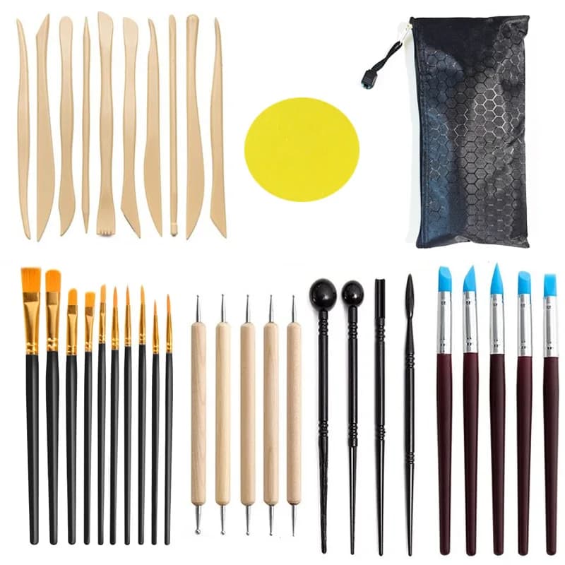 36 pezzi di strumento per modellare l'argilla polimerica per la pasta da gioco aerea che scolpisce il kit in resina fatta a mano accessori kit di pennelli per dettagli per pittura su pietra
