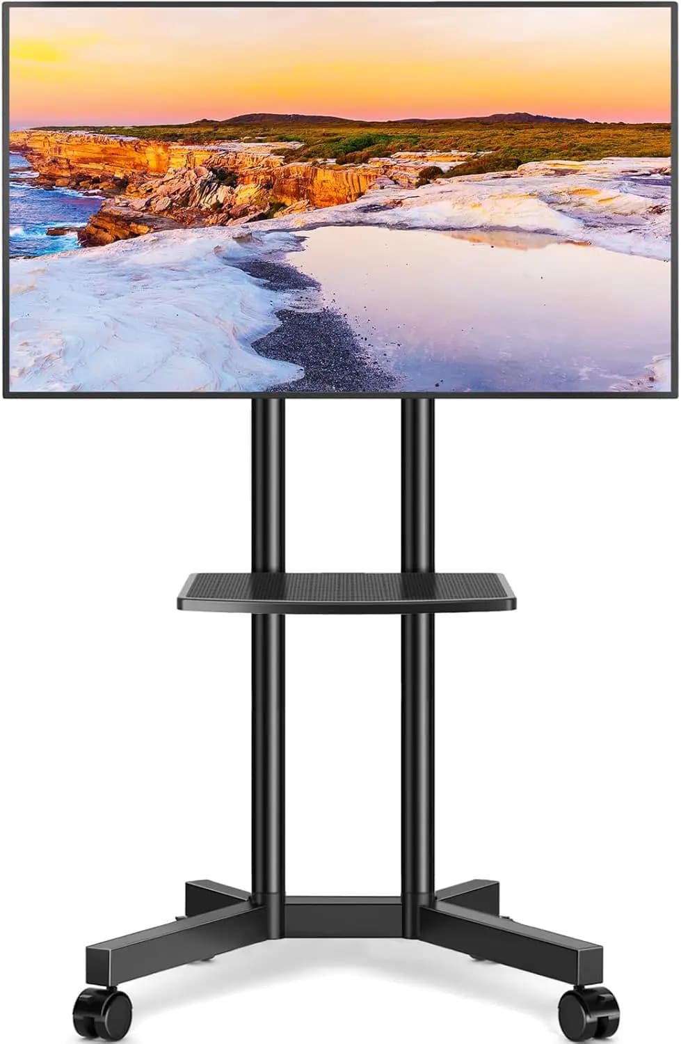 Supporto TV mobile regolabile con ripiano per laptop per TV da 32-75 pollici fino a 88 libbre, carrello mobile resistente
