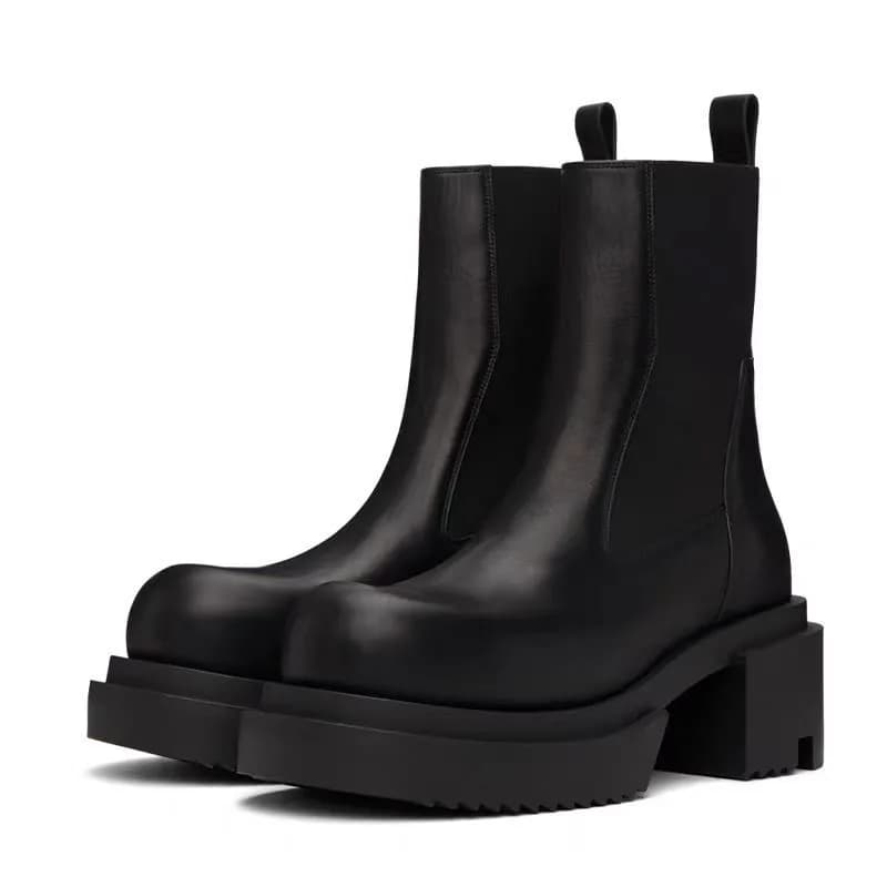 Nuovo design moda uomo scarpe stivali Chelsea alla moda per giovani stivali da moto da esterno da strada con fondo spesso in vera pelle