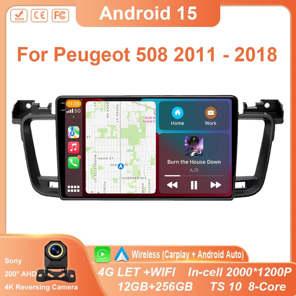 Carplay Android Auto Radio Per Peugeot 508 2011 - 2018 Lettore Multimediale Per Auto Navigazione GPS 5G Wifi Bluetooth QLED No 2din DVD