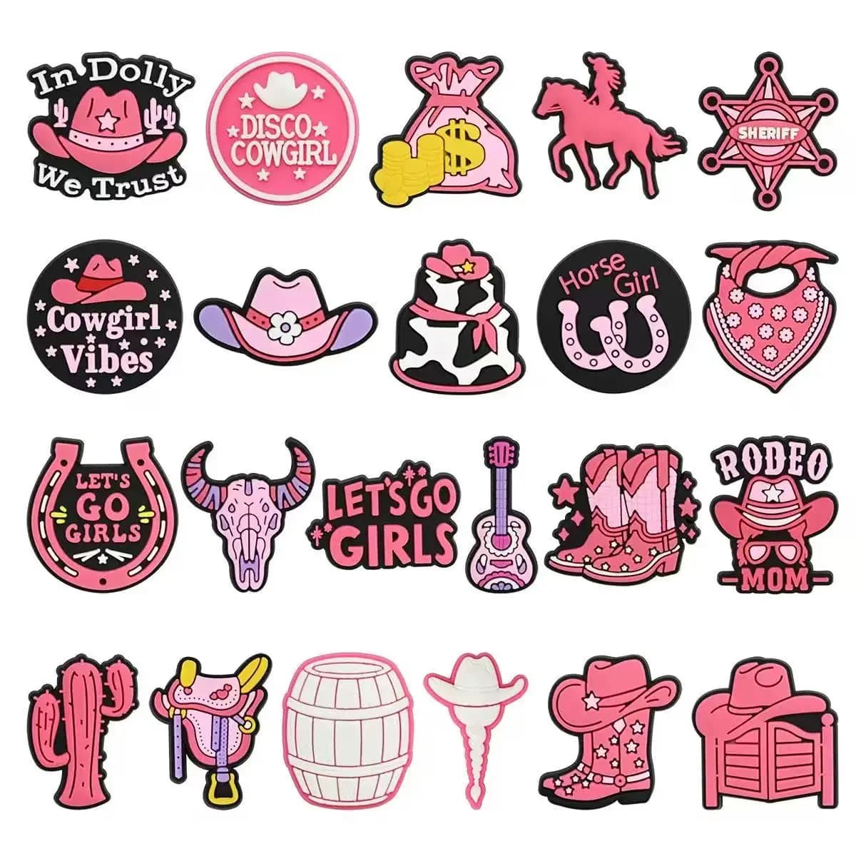 22-110pcs Pink Western Cowboy Shoe Charms For Sandals,Shoe Decoration Accessories Shoe Pins Great Gift For Men Women