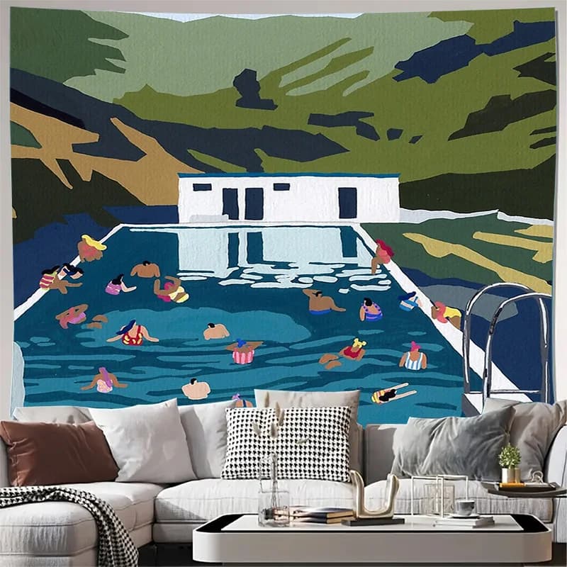 Ocean Wave Tapestry Beach Wall Hanging Surfboard Decor Room Aesthetic Coastal Vibes Home Decor Summer Vibes Gift Idea Bedroom Li