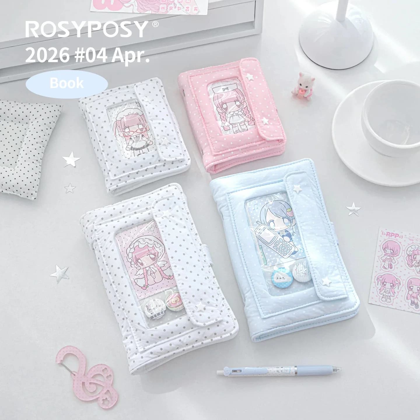 MINKYS Kawaii Wave Dot Journal Notebook, quaderno imbottito con fogli staccabili, agenda vuota con fogli sfusi