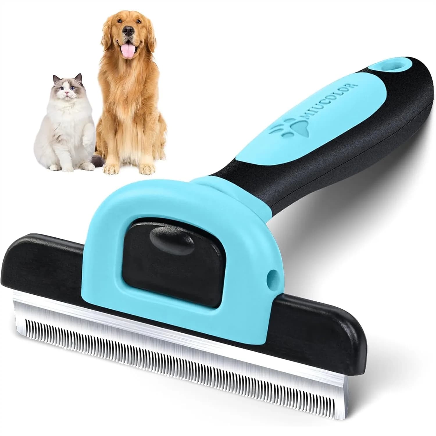 Spazzola per toelettatura animali domestici, strumento per la rimozione del pelo per cani e gatti, pettine in acciaio inossidabile che riduce il perdita del pelo del 95% per tutti i tipi di pelo, sicuro e confortevole