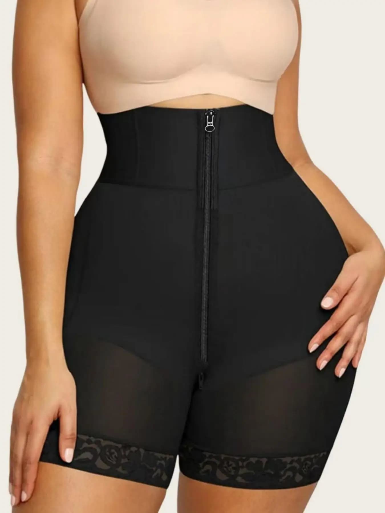 Pantaloncini Modellanti a Vita Alta da Donna con Cerniera, Controllo Pancia e Sollevamento Glutei, Alta Compressione, Shapewear Quotidiano per Snellire
