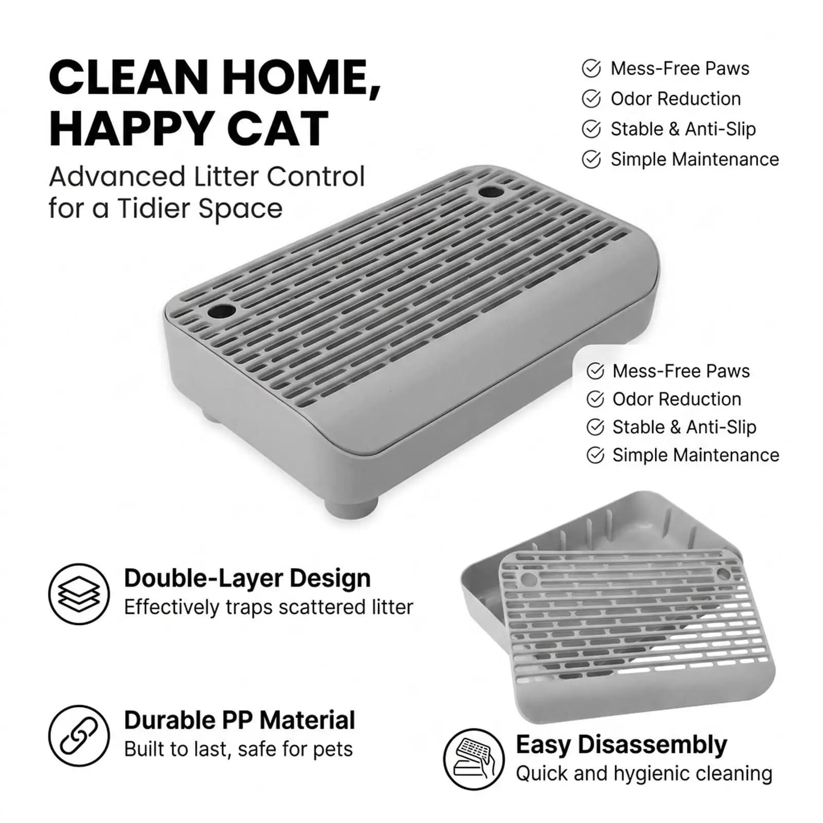 Cat Litter Box Step Stool Anti Spill Filter Pedal for Enclosed Cat Litter Tray Easy Cleaning Pet Mat