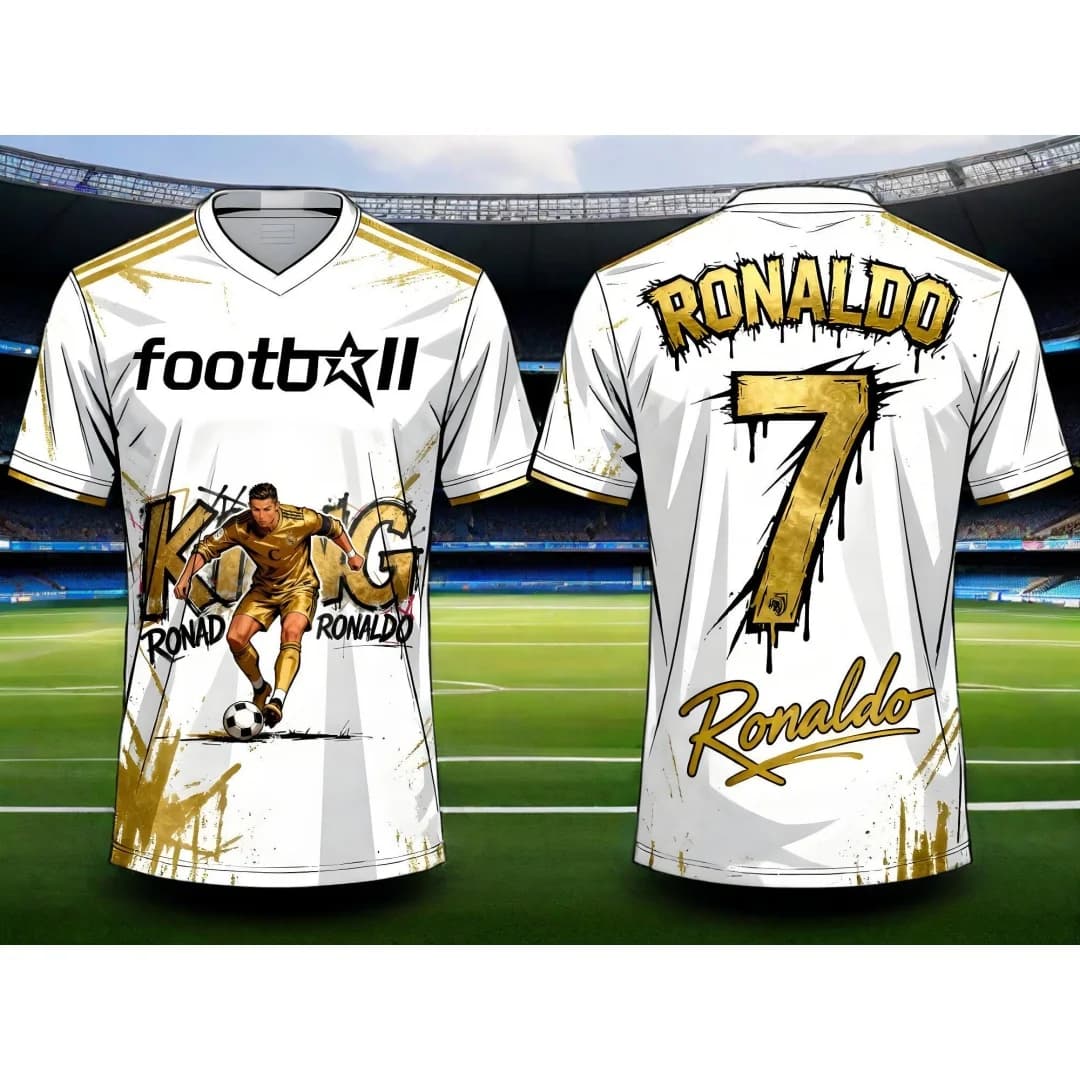 25 Maglia da calcio Street Graffiti Ronaldo7 Maglia da calcio Autunno Sport Dry Quickly T-shirt da uomo Abbigliamento per bambini Tee Y2k Donna
